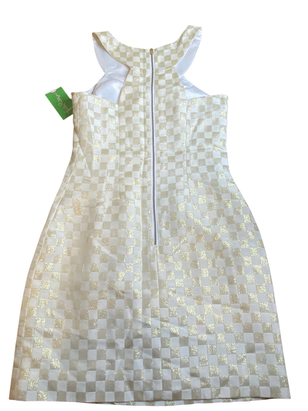 Lilly Pulitzer Jepson Metallic White Gold Sleeveless Bodycon Midi Dress SZ 0 NWT - Picture 8 of 15